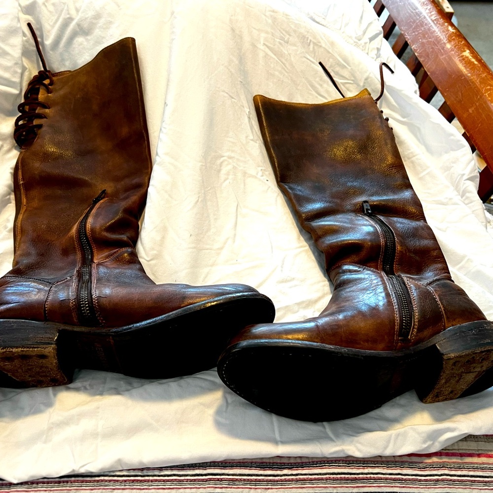 Bedstu Manchester boots knee high in rustic teak 7.5 38.5